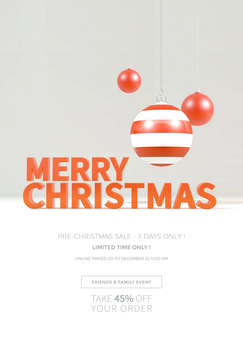 圣诞节圣诞树圣诞老人闪亮装饰电商促销折扣海报PSD模板AI素材【121】